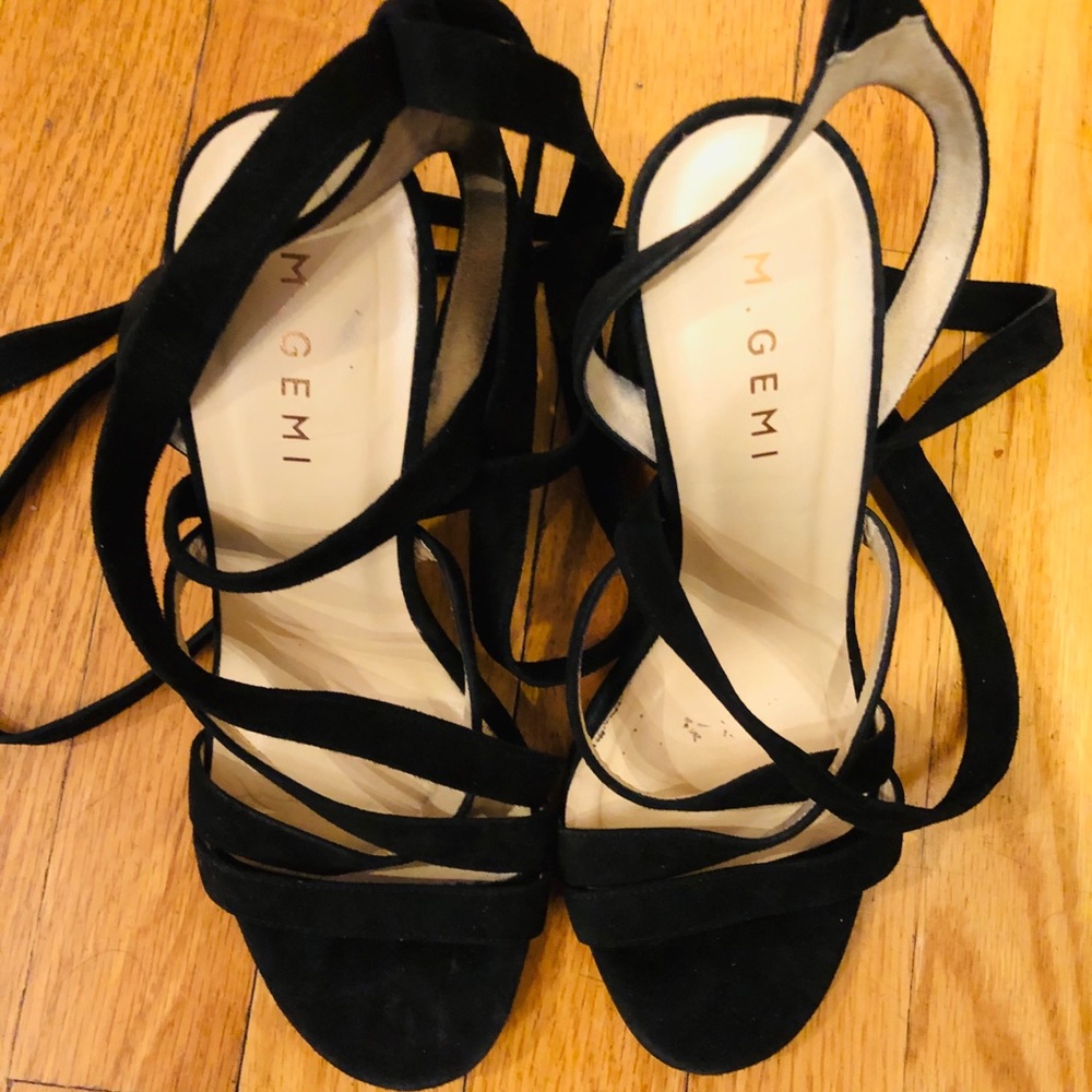M. Gemi Black Suede Block Heel Size 38/US 7.5